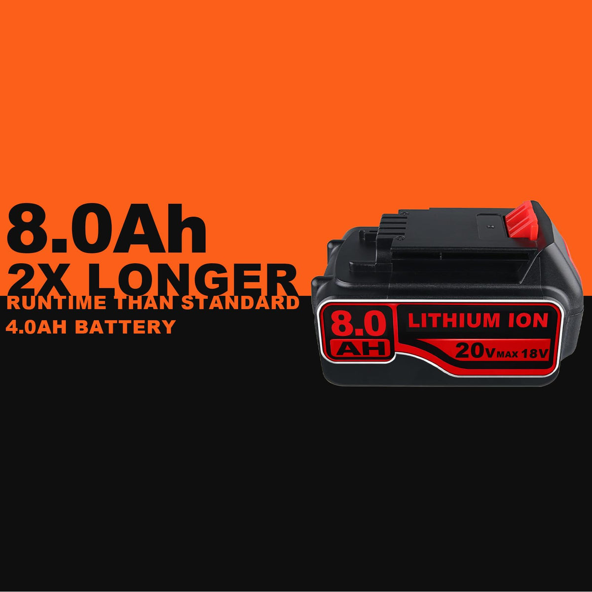 VANTTECH 8.0Ah battery side view emphasizing 20V tool compatibility
