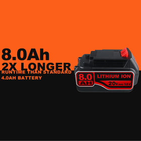 VANTTECH 8.0Ah battery side view emphasizing 20V tool compatibility