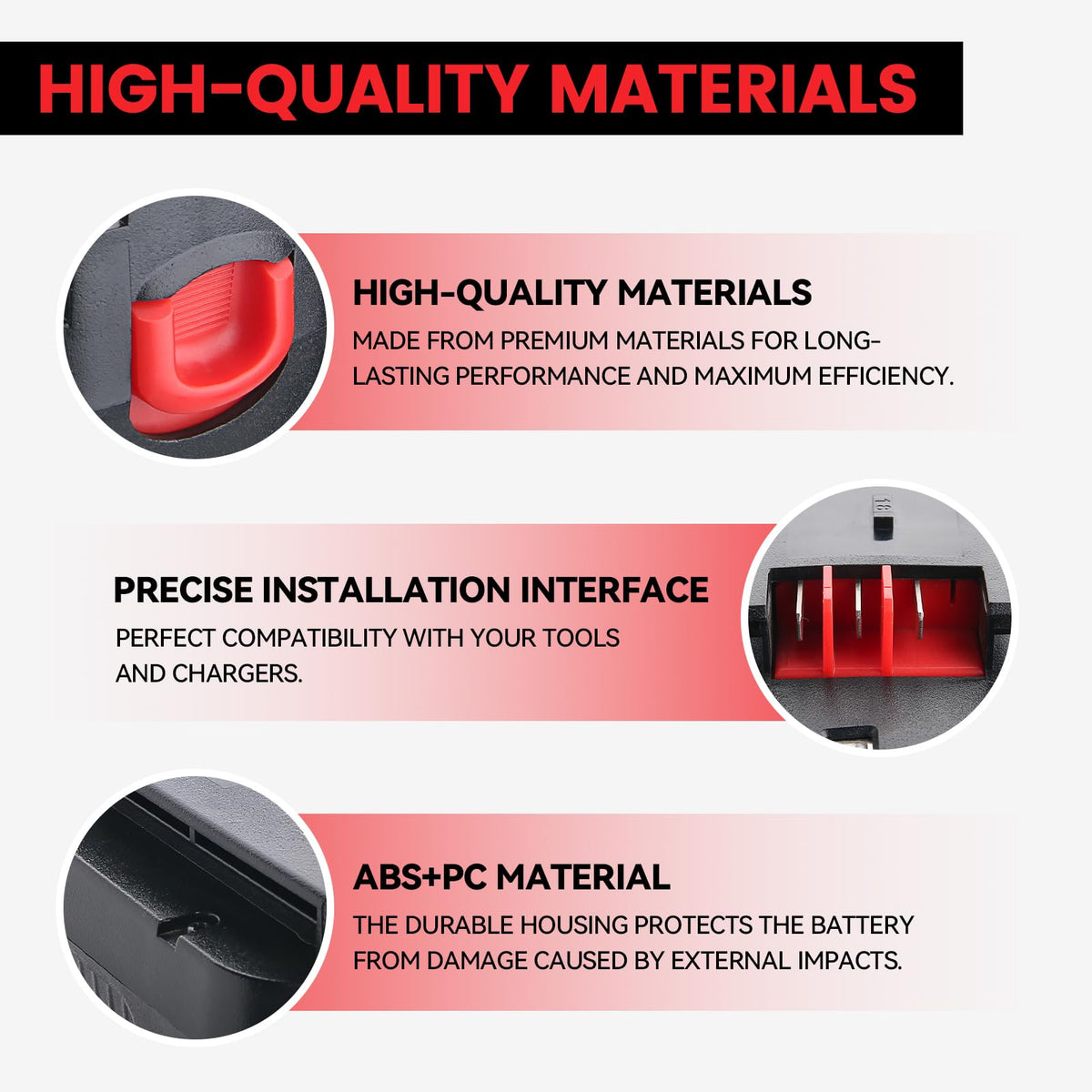 VANTTECH compatible with Black+Decker 18V label emphasizing broad compatibility with models.