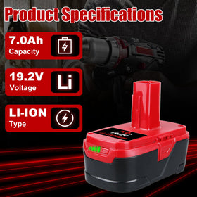 VANTTECH upgraded 7.0Ah DieHard 19.2V battery indicator light displays remaining power