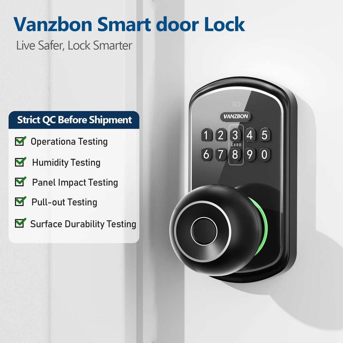 VANZBON mechanical key backup for traditional access