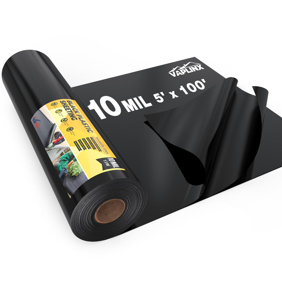 VAPLINX 10 Mil black plastic sheeting roll for heavy-duty protection on job sites