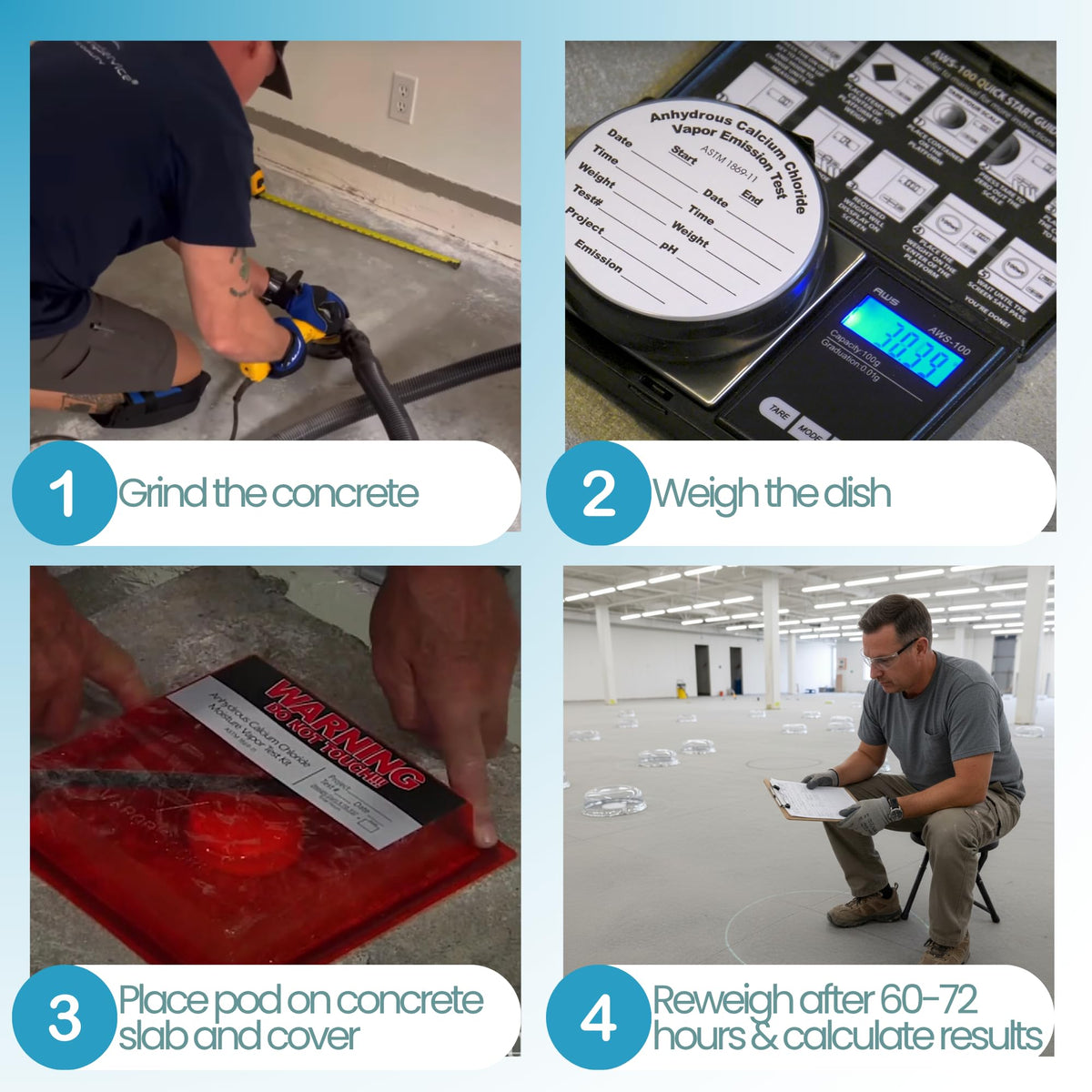 Vapor Score kit supports ASTM F1869 testing standards for slabs.