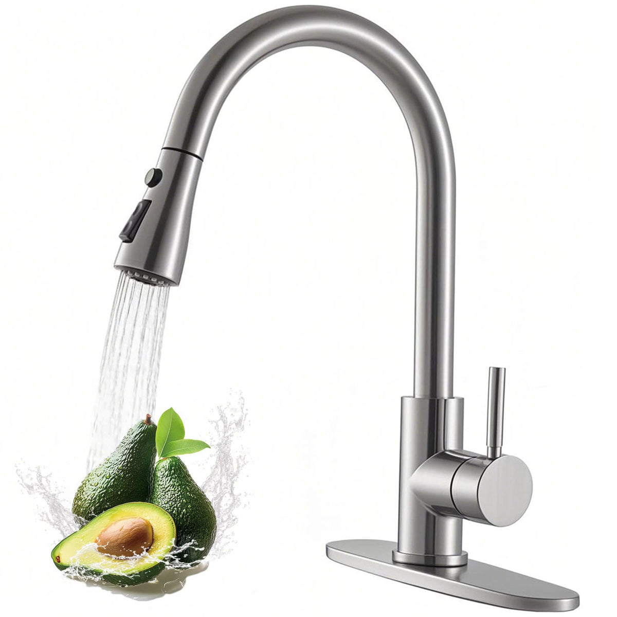 VAPSINT KF100 brushed nickel front view showing durable stainless steel finish