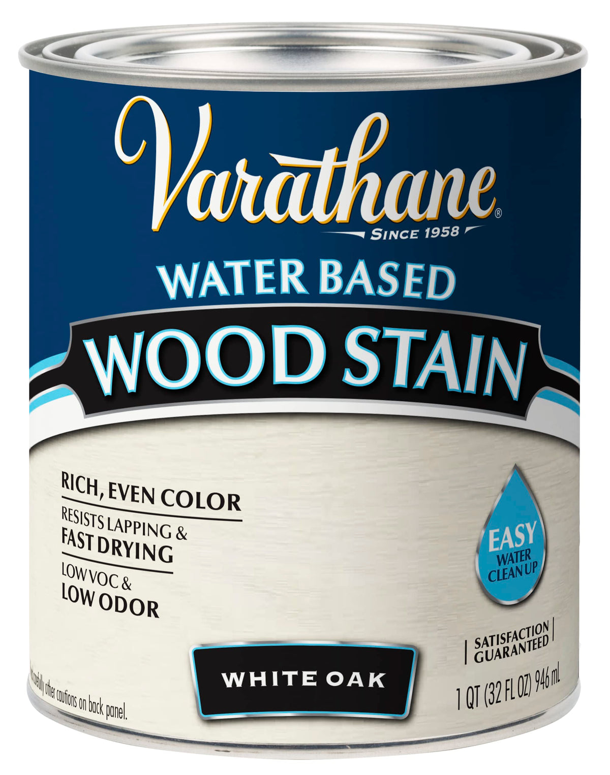 Varathane 384807 White Oak stain bottle application highlights easy one-coat coverage.