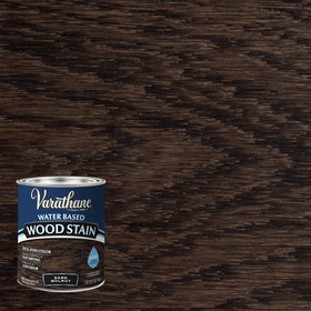 Application scene of Varathane Dark Walnut on wood showing even one-coat coverage.