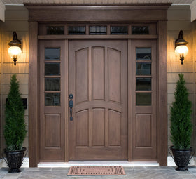 Door and trim surface treated with Varathane gel stain for vertical projects.