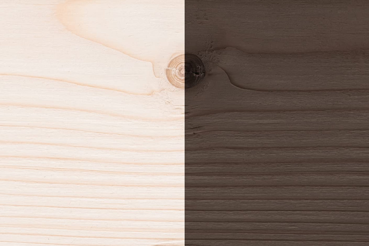 Close-up of Briarsmoke gel stain enhancing wood grain and color.