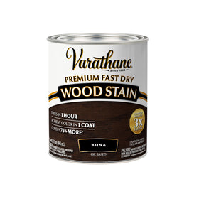 Varathane Kona fast-dry bottle showing color readiness for interior wood projects