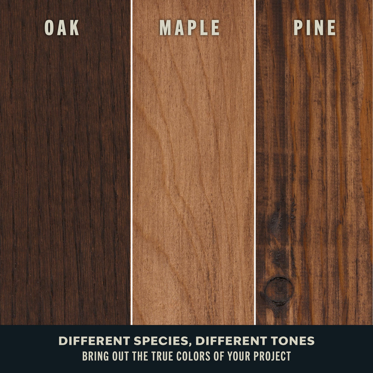 Close-up of Varathane Kona fast-dry wood grain highlight on natural wood