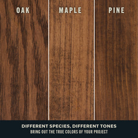 Varathane one-coat coverage demonstrated on a smooth wood panel.