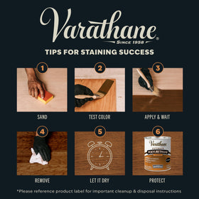 The brush-on formula of Varathane Ebony stain is easy to apply.