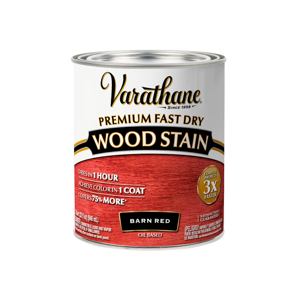Varathane Premium Fast Dry Stain Barn Red can shows rich color and even coverage