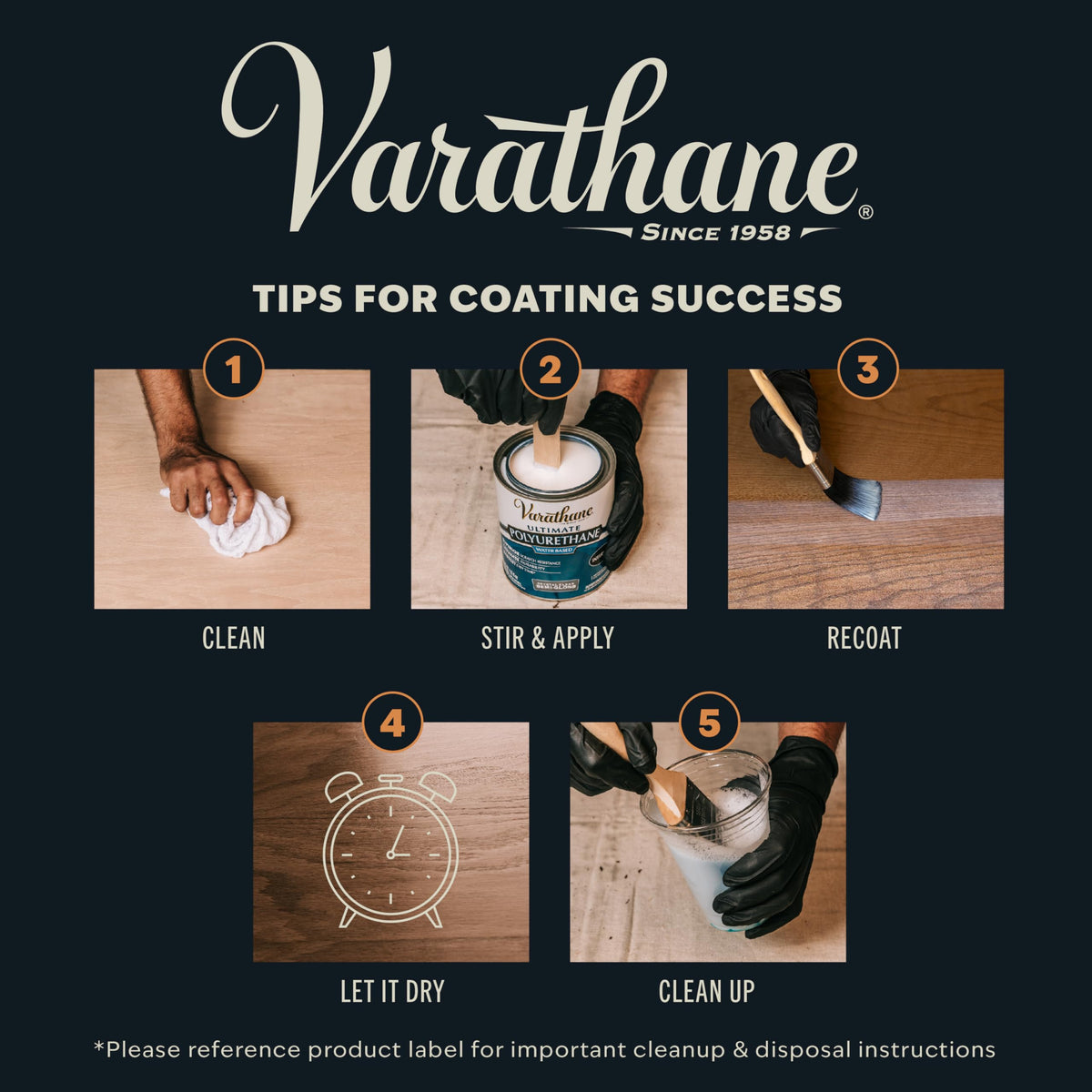 Varathane scratch- and stain-resistant layer protects wood furniture from daily wear.