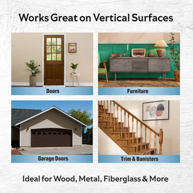 Varathane Total Control Gel Stain suitable for wood, metal, and fiberglass surfaces.