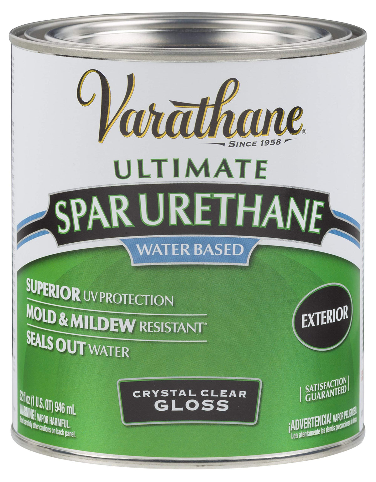 Varathane Ultimate Spar Urethane gloss bottle for outdoor wood protection and UV resistance