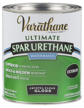 Varathane Ultimate Spar Urethane gloss bottle for outdoor wood protection and UV resistance