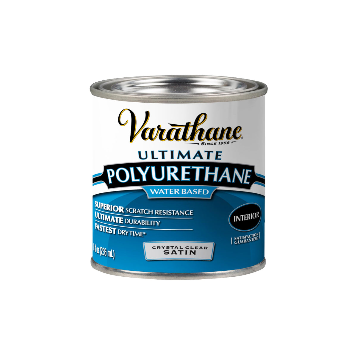 Varathane Ultimate polyurethane bottle demonstrates interior protection with crystal-clear finish