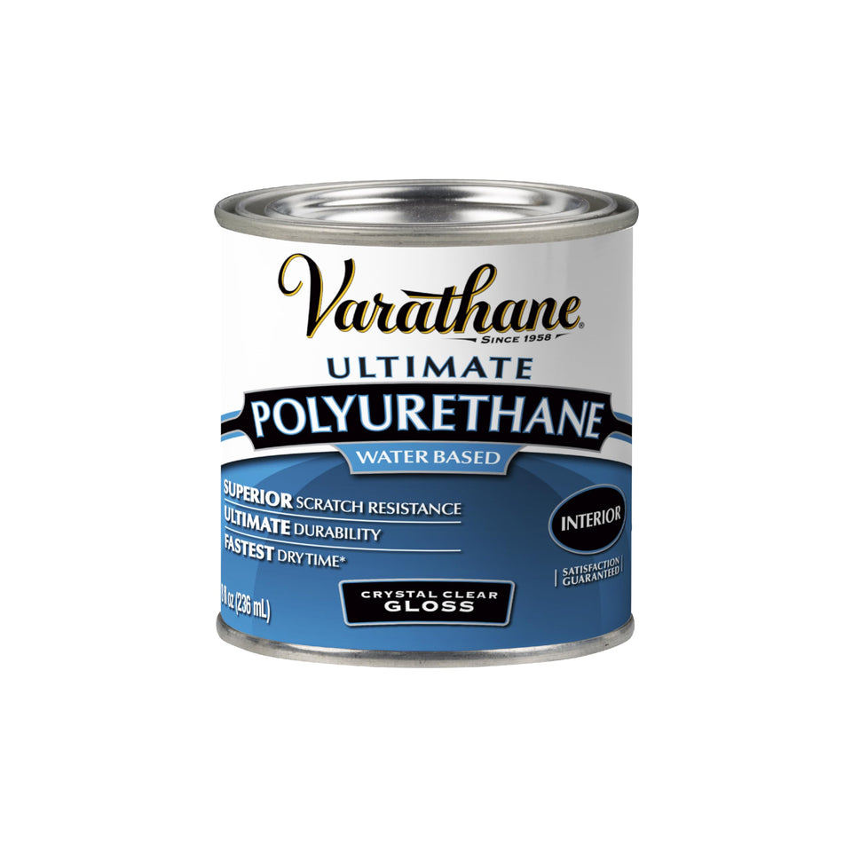Varathane Ultimate water-based polyurethane delivers crystal-clear protection preserving natural wood grain.