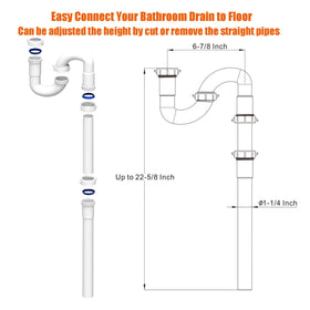 Variimage installation guide showing simple, tool-free setup for P- and S-traps