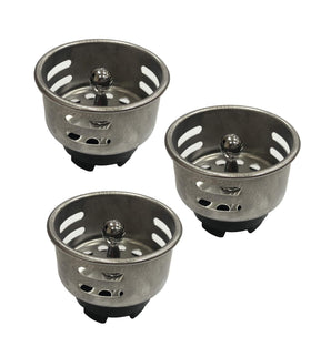 VARNAHOME junior duo strainer basket catching debris to prevent clogs in bar sinks.