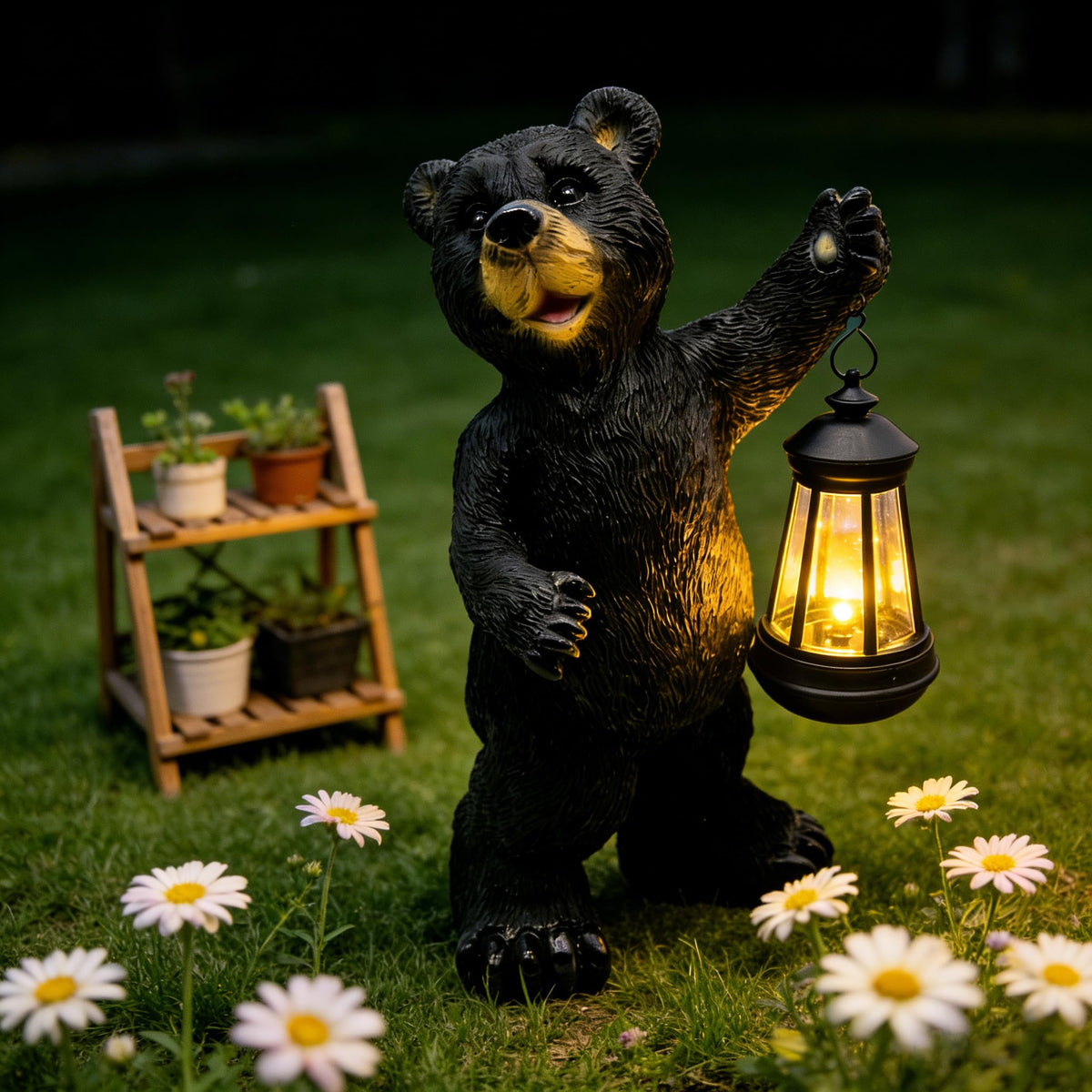 Vasesun bear statue solar lantern lighting your yard for evenings