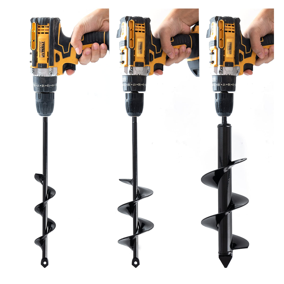 VASGOR bulb planting auger 1.6x16 in action for quick bulb holes.