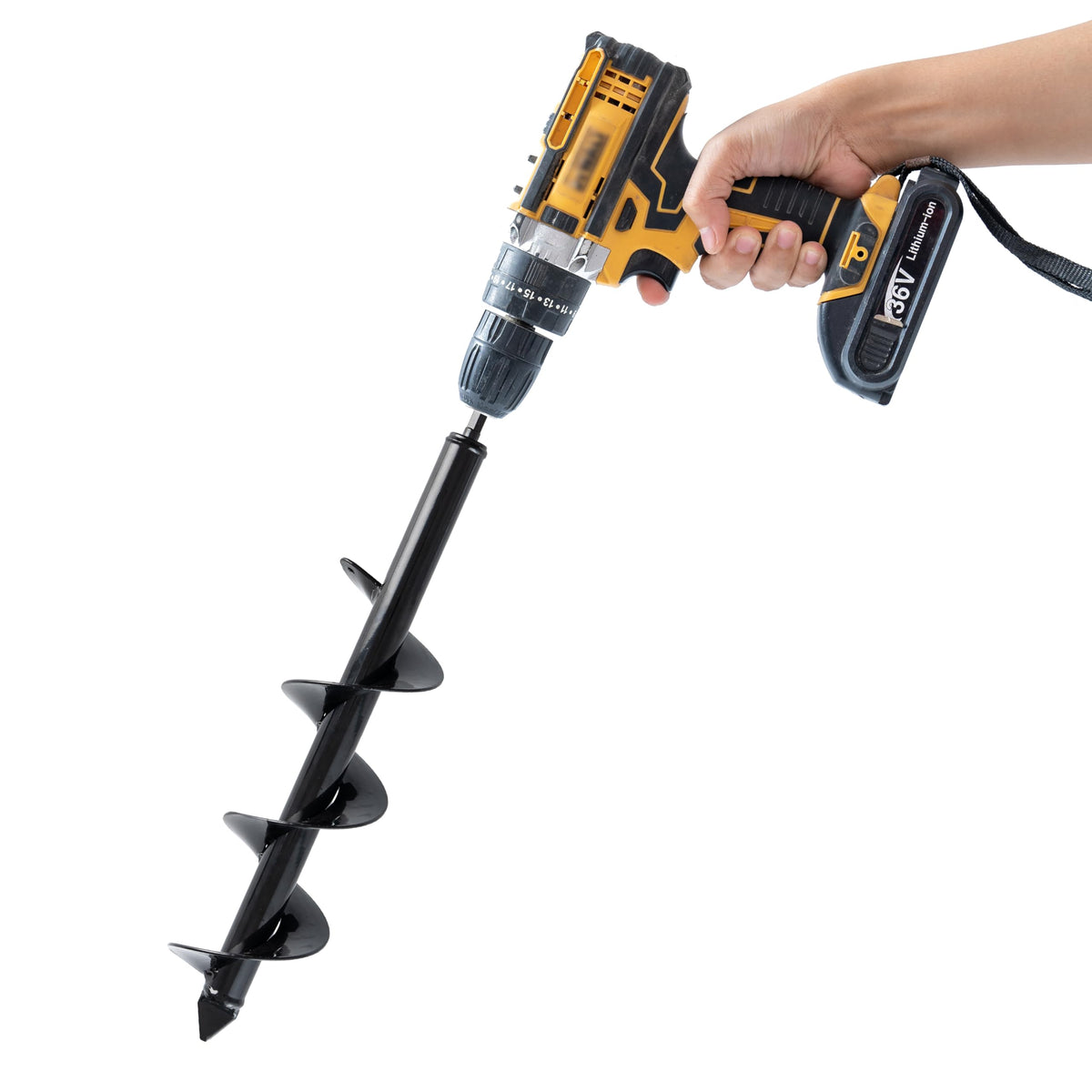VASGOR cordless drill compatibility image illustrates easy digging.
