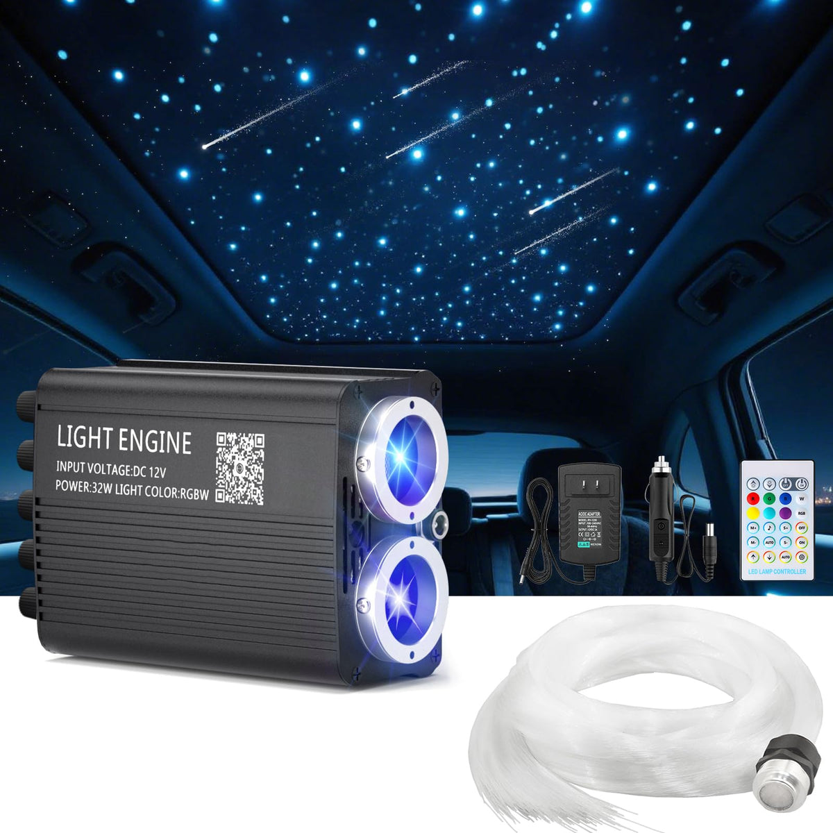 VASTFIRE luxury starlight headliner kit setup with 1000 fibers for curved ceilings