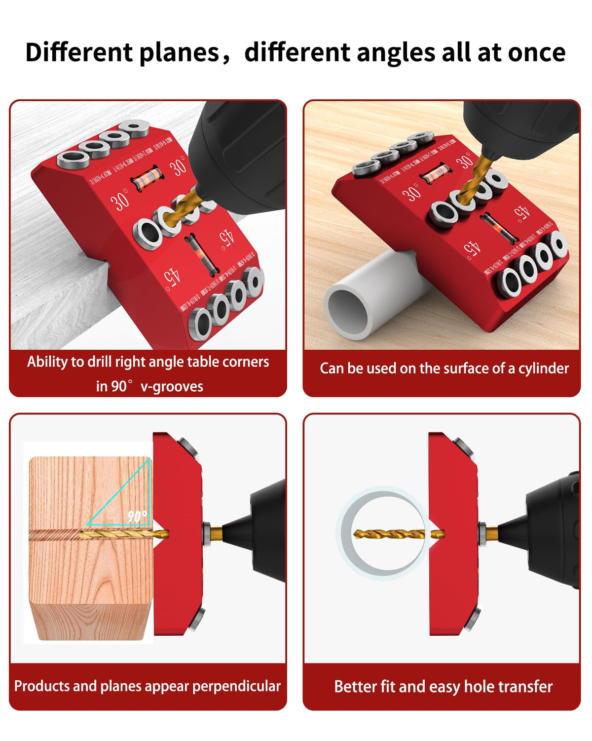 VASTHOME drill guide with four bits speeds setup and project versatility.