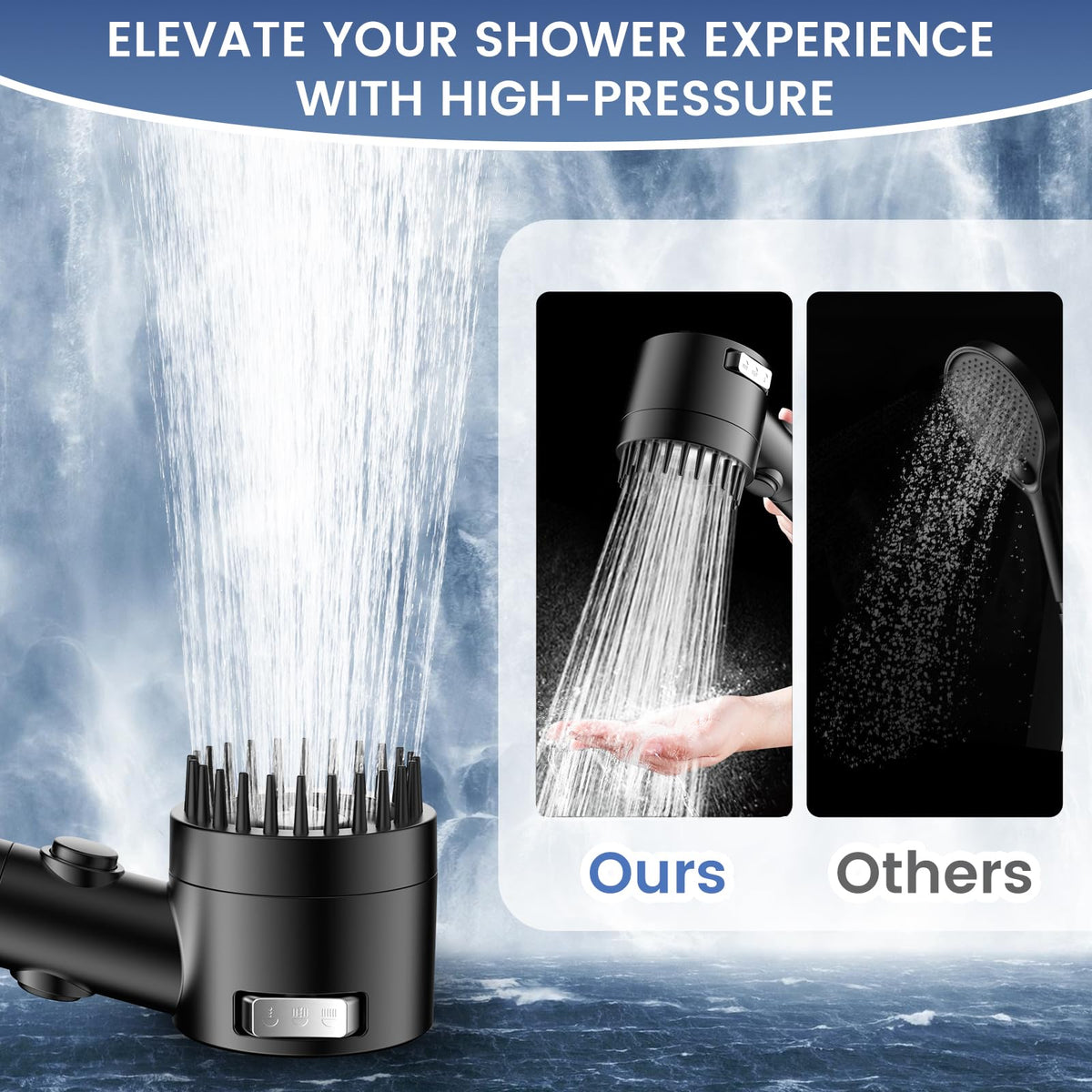 Vatex handheld shower head with air-boost delivers stronger pressure
