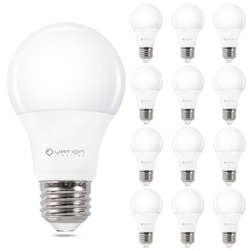 VATION LIGHTING 12-pack A19 LED bulbs daylight 5000K for bright, efficient illumination.