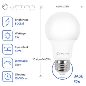 VATION LIGHTING dimmable A19 bulbs allow smooth brightness for evenings