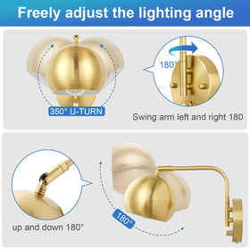 VATONI swing-arm sconce demonstrates 180-degree swivel for versatile lighting.