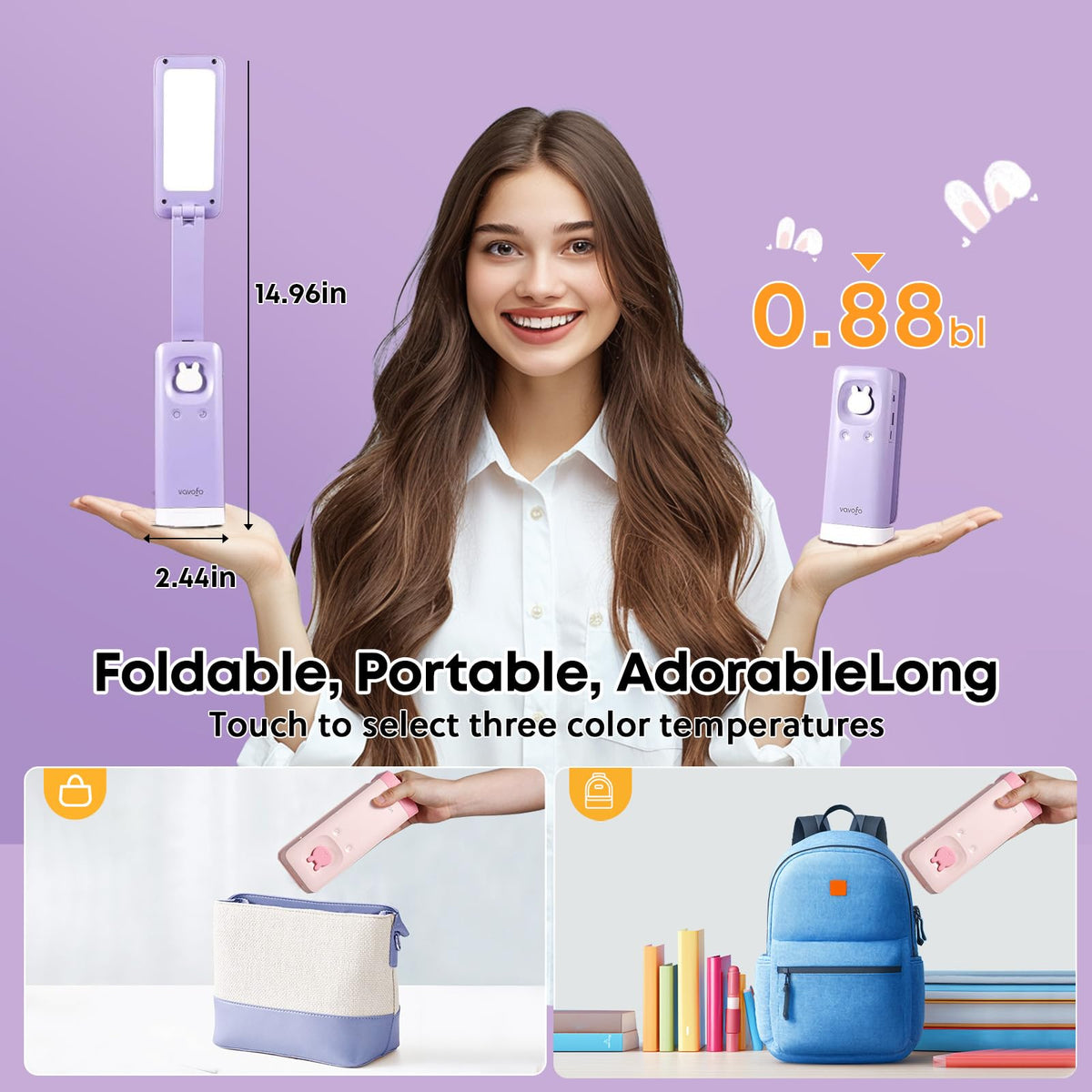 VAVOFO bunny desk lamp eye‑friendly illumination for reading