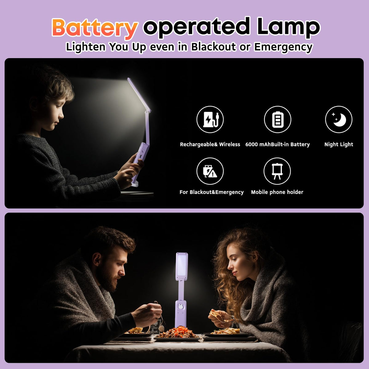 VAVOFO bunny desk lamp purple finish adds playful decor