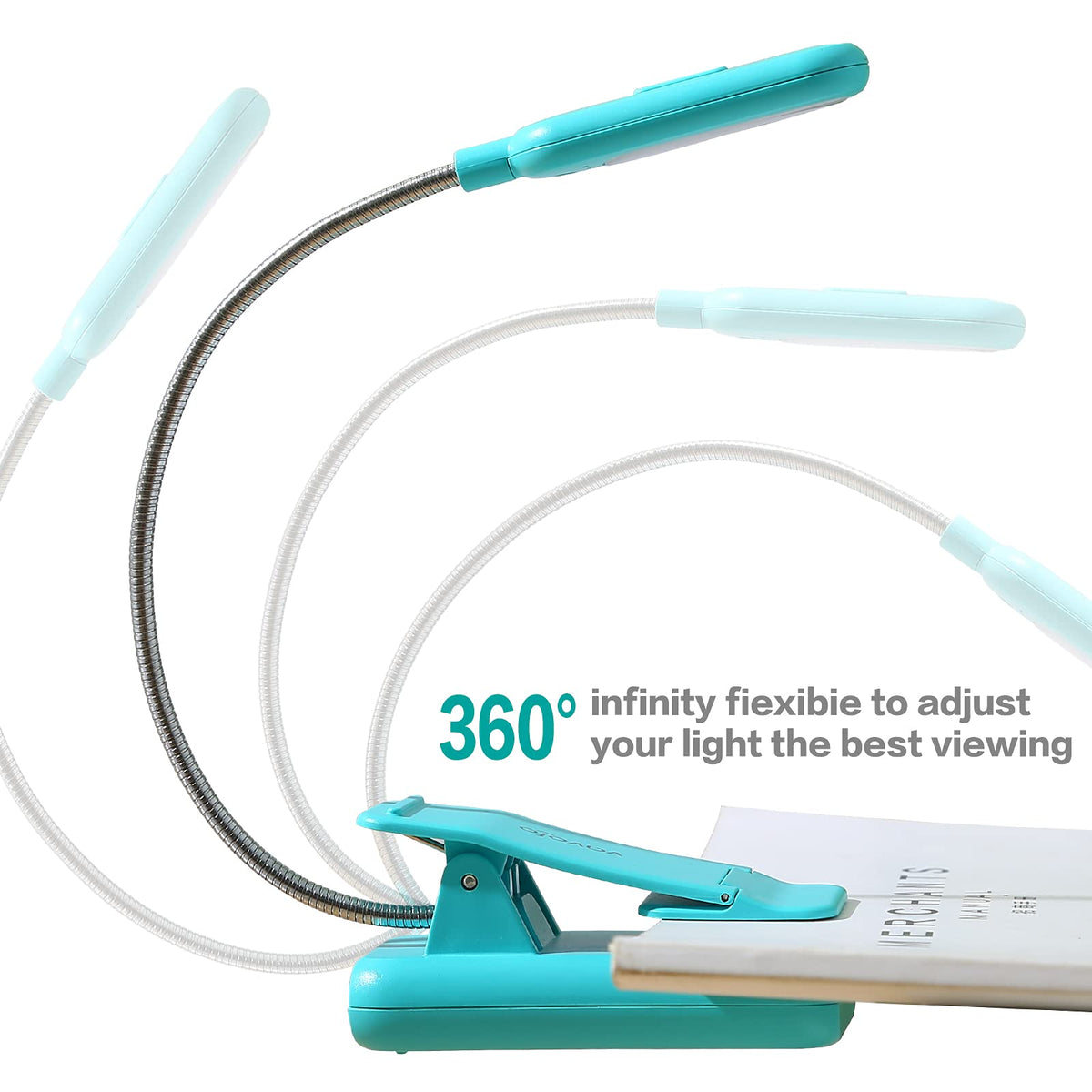 VAVOFO clip-on light with 360-degree neck for precise positioning.