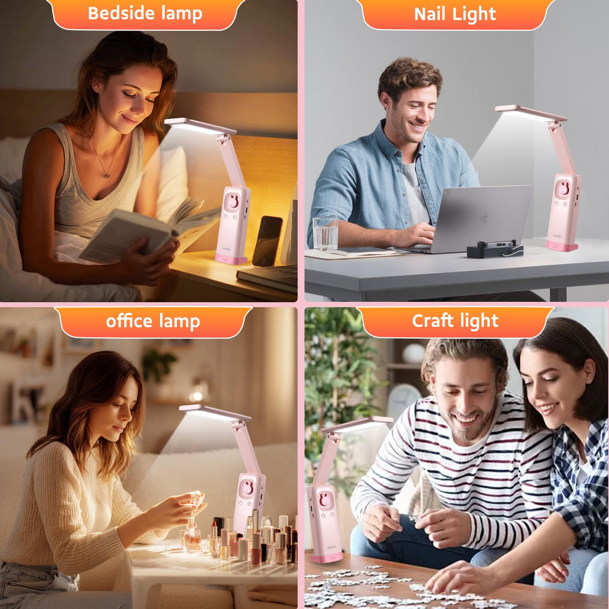 VAVOFO Cute Bunny Desk Lamp dimmable control lets you set brightness