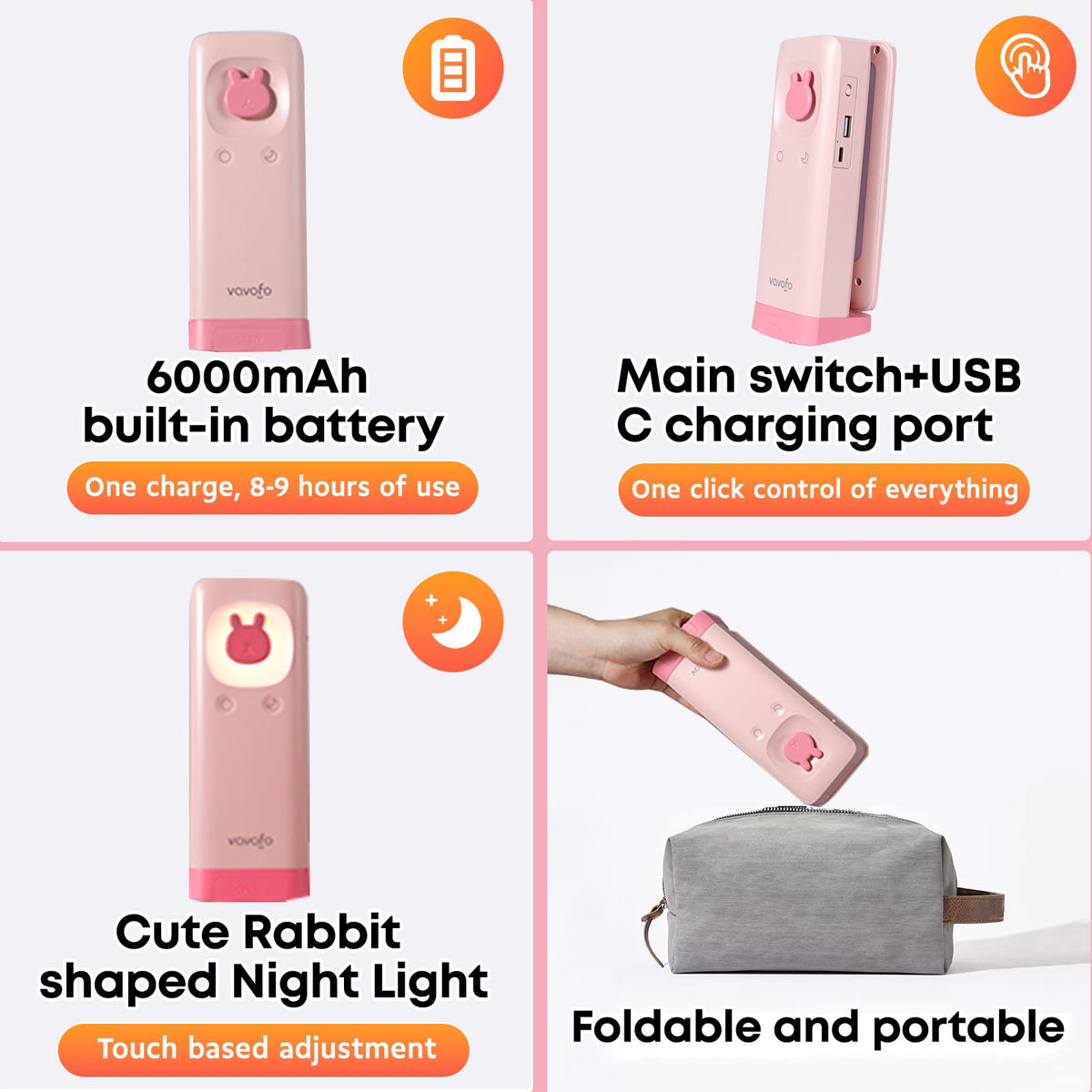 VAVOFO Cute Bunny Desk Lamp ideal for kids room and bedtime reading
