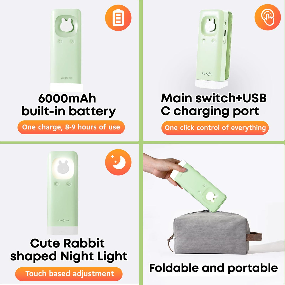 VAVOFO foldable compact lamp ideal for travel, dorms, and small spaces.