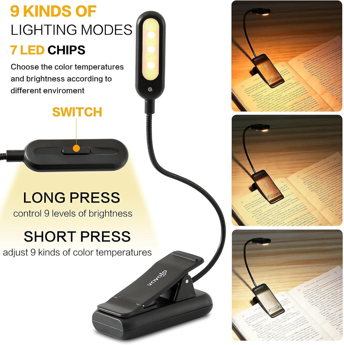 VAVOFO rechargeable light with battery indicator for charging awareness