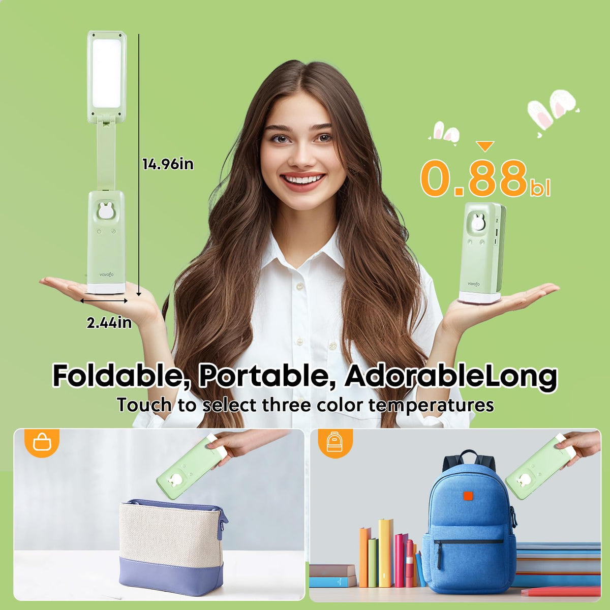 VAVOFO desk lamp offers three color modes and eight brightness levels for reading comfort.