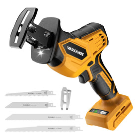 VAXCANZE cordless reciprocating saw showing Dewalt battery compatibility for versatile power on site