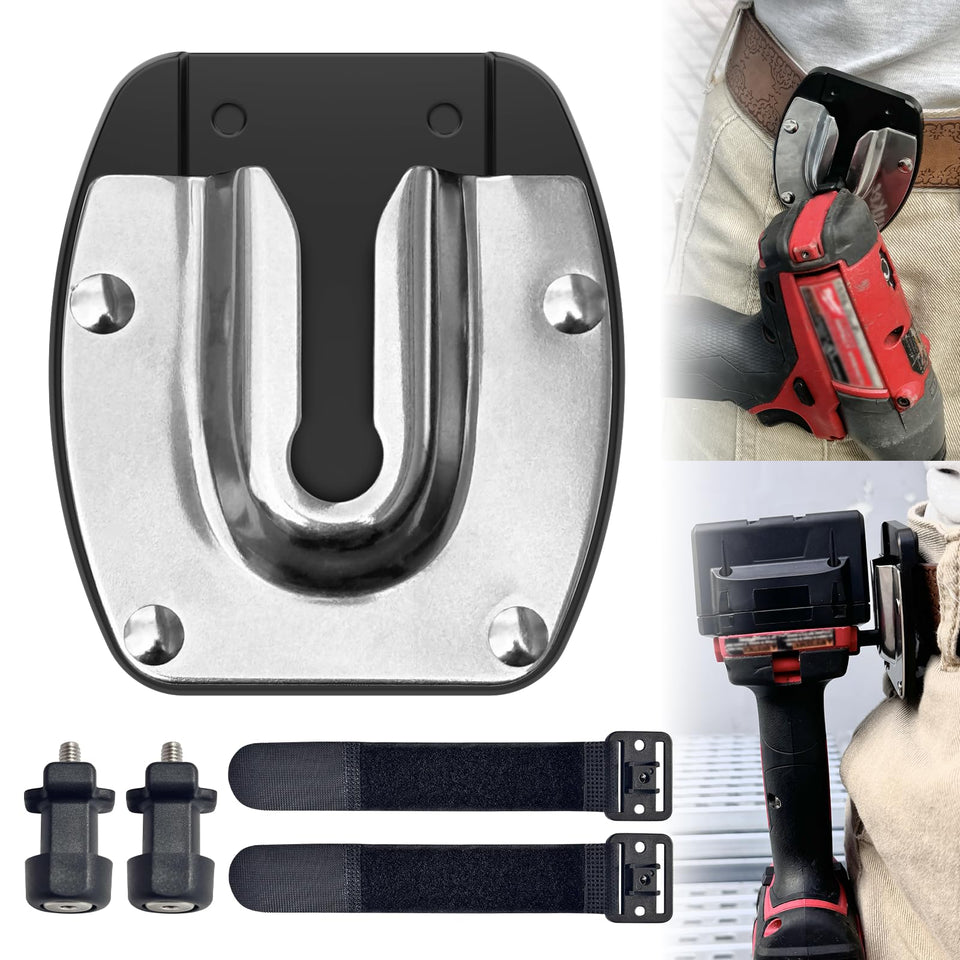 VAYAGARDEN universal tool holster clipped to belt for fast drill access.