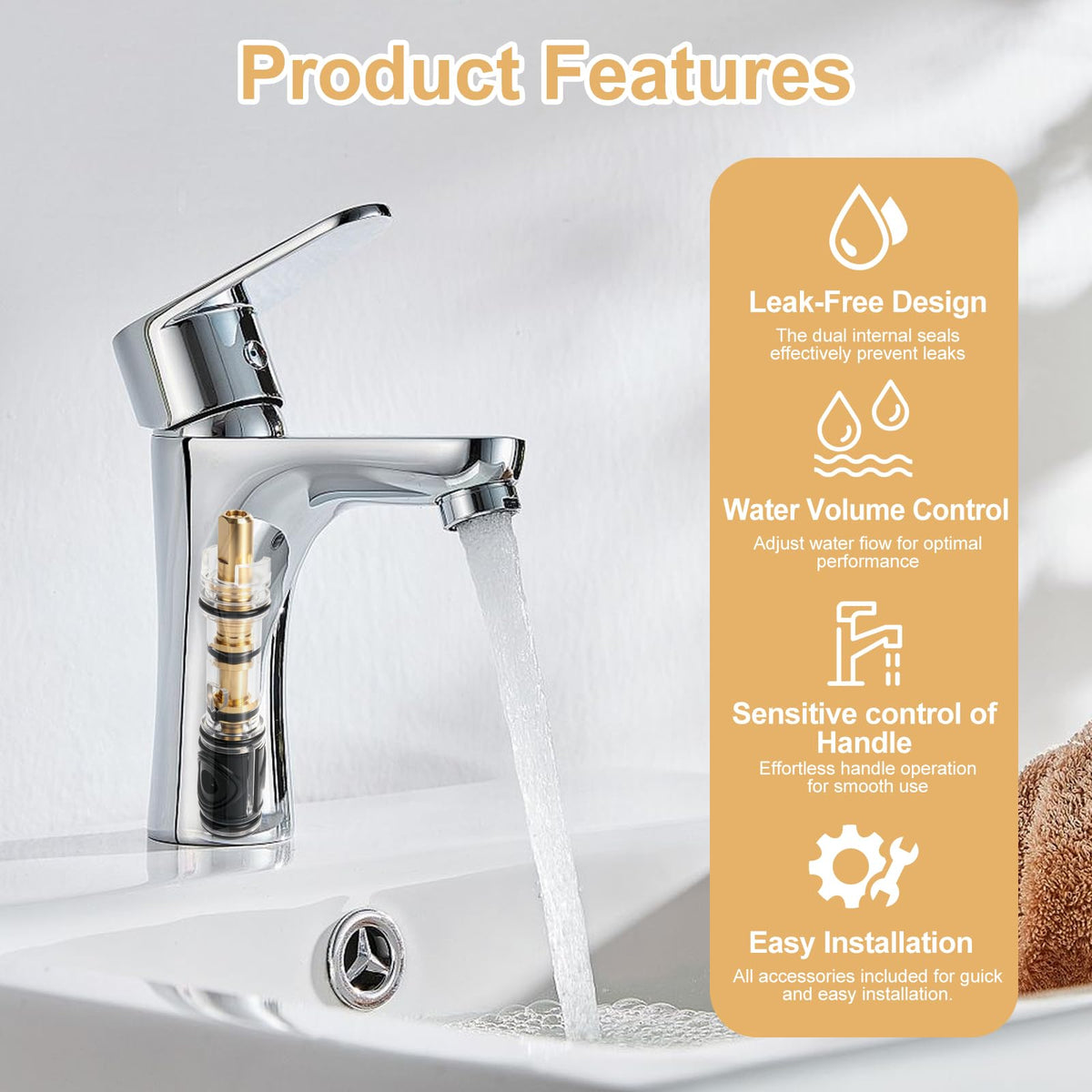 Vayolli brass cartridge body delivers durable, long-lasting performance.