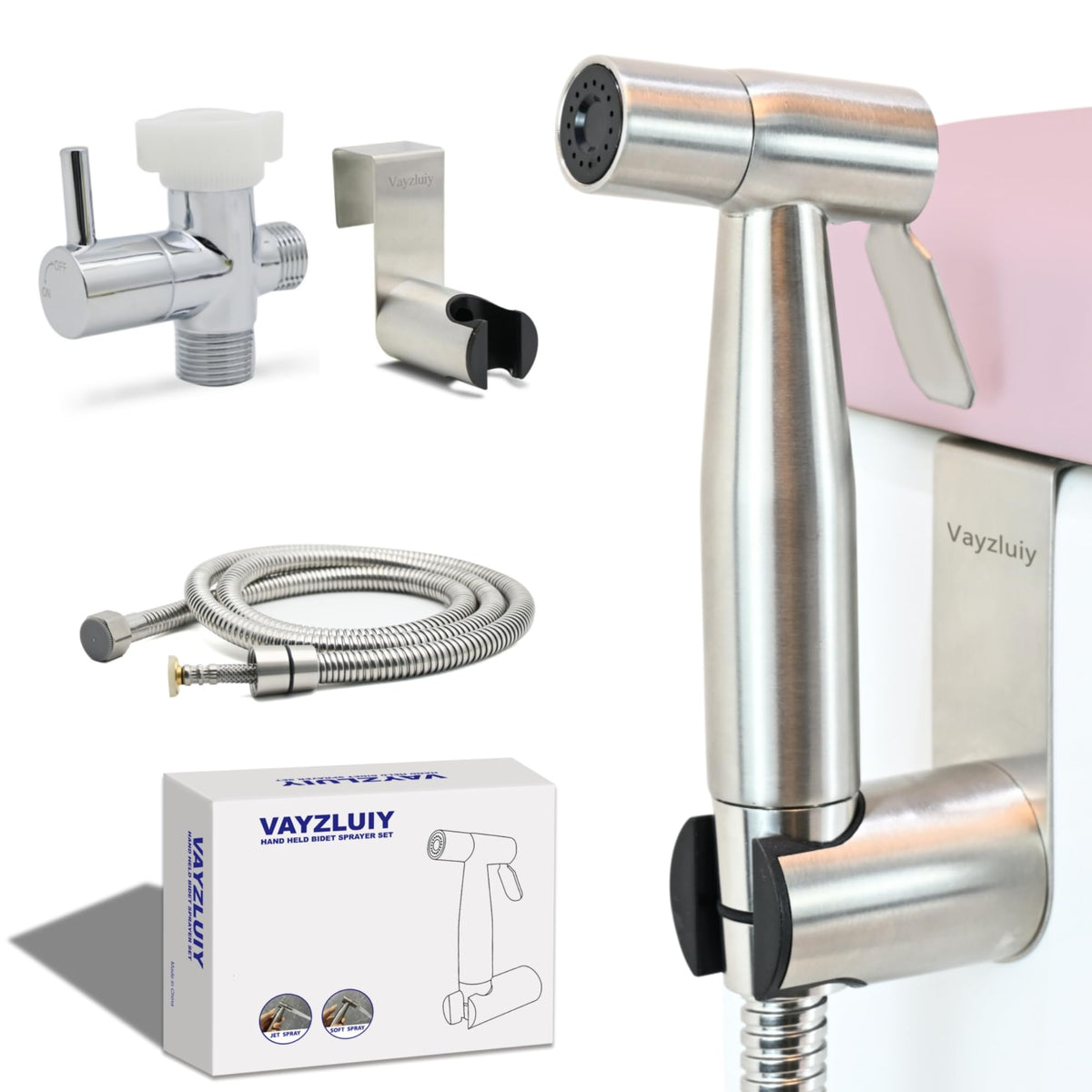 Vayzluiy bidet sprayer with durable brass valve for lasting performance.