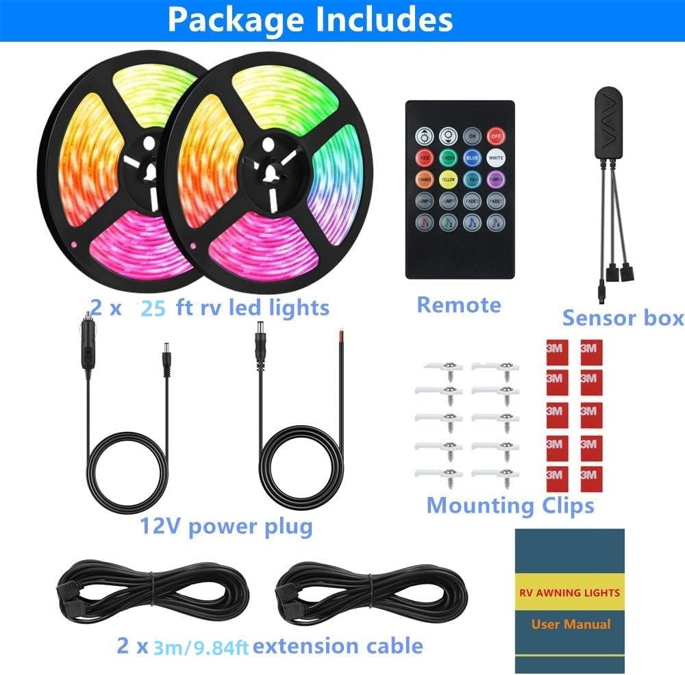 Vbakor RV underbody lights with extension cable for flexible mounting