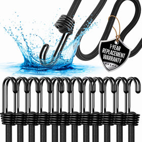 VBEST 18 inch bungee cords with hooks in a pack for secure outdoor use