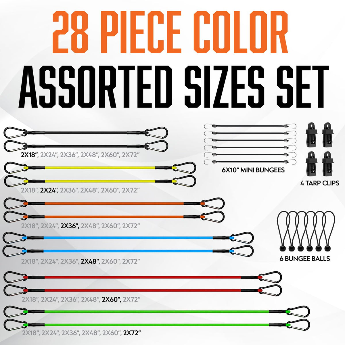 VBEST bungee balls 6-pack for easing anchor points and storage.