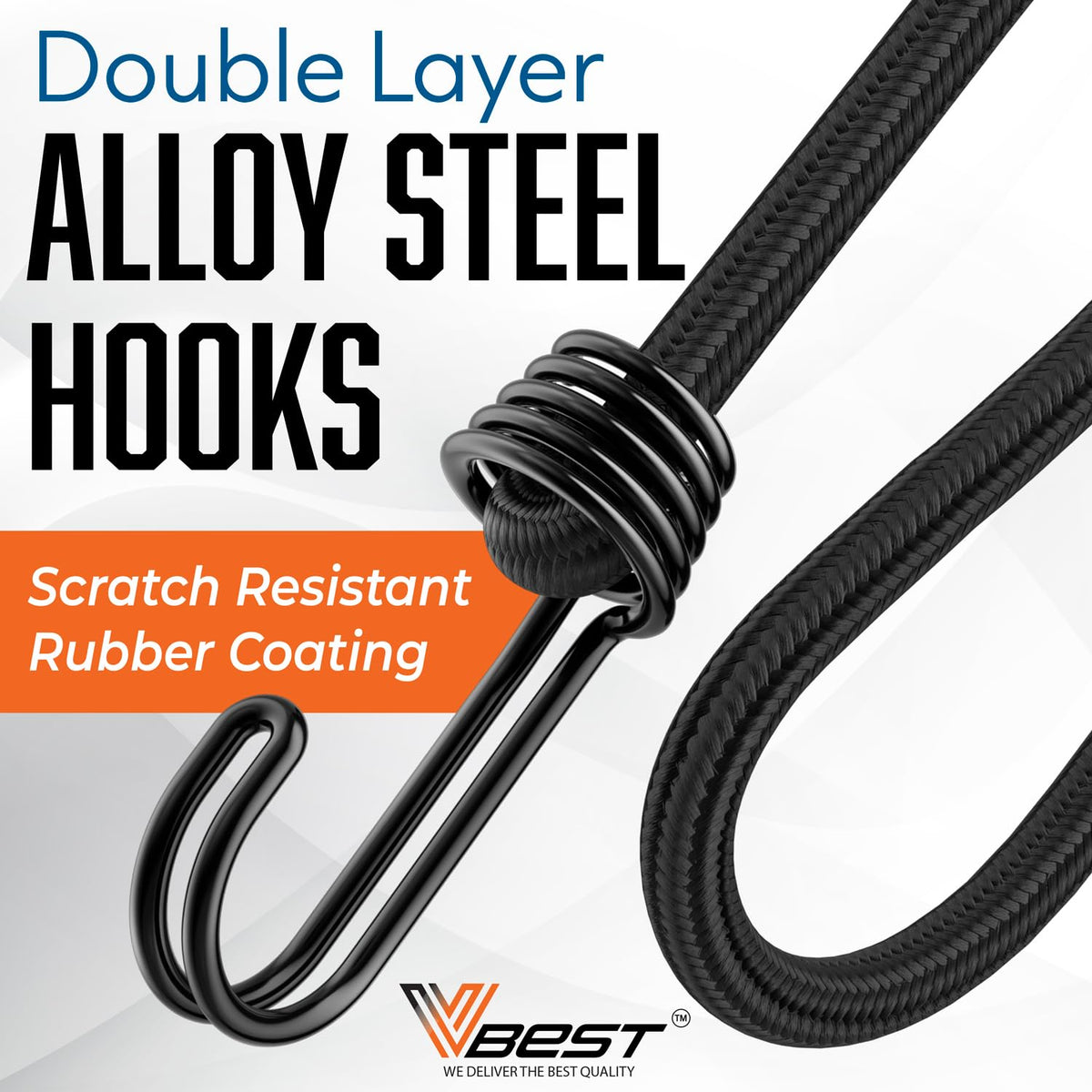 VBEST 12-pack black 24-inch bungee cords for versatile loads